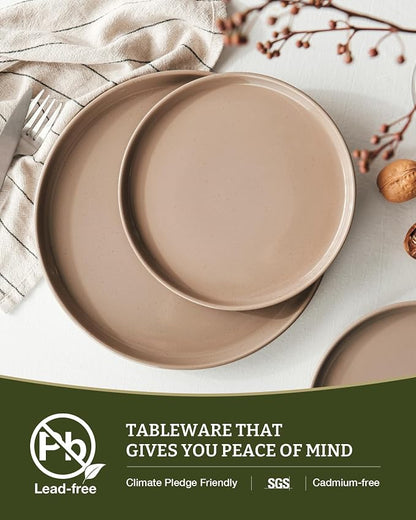 Famiware Milkyway 24-Piece Stoneware Plates and Bowls, Cinnamon Brown |