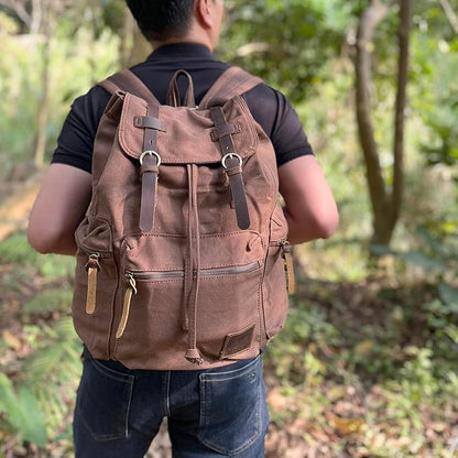 AUGUR High Capacity Canvas Vintage Backpack - for School College Hiking Travel 12-17" Laptop