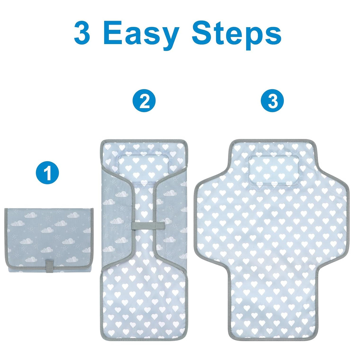 Accmor Portable Diaper Changing Pad, Waterproof Baby Changing Mat, Foldable Travel Diaper Changing Pads for Baby, Baby Essentials Shower Registry Gifts