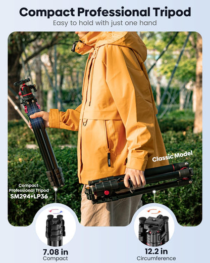 68" Lightweight Travel Camera Tripod with Ball Head, Compact Aluminum Tripod for DSLR/SLR, Compatible with Canon, Nikon, Binoculars, Telescope (Supports 8.8 lbs, Weighs 2.62 lbs)