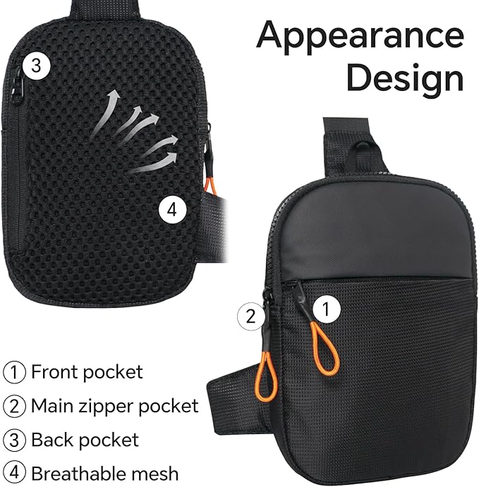 MJNUONE Mini Sling Bag for Men Outdoor Lightweight Small Crossbody Bag Women Casual Daily Bag Waterproof Chest Bag for Travel