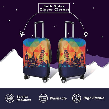 Explore Land Travel Luggage Cover Suitcase Protector Fits 31-32 Inch Case (Modern City, XL)