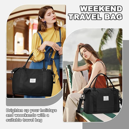 Travel Duffel Bag, Sports Tote Gym Bag, Shoulder Weekender Overnight Bag for Women