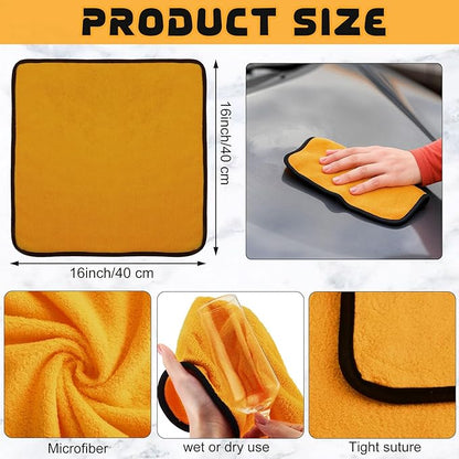 Tallew 12 Pcs Microfiber Towels 16 Inch x 16 Inch Microfiber Cloth Car Drying Towels for Cars Washing Polishing Office Windows Cleaning Household Supplies (Yellow)