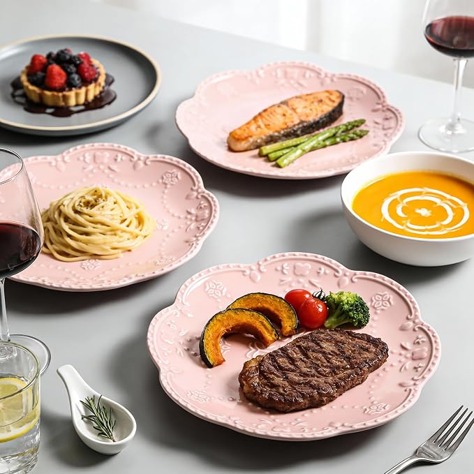 Gaolinci European Palace Series Lace Embossed Ceramic Dinner Plate