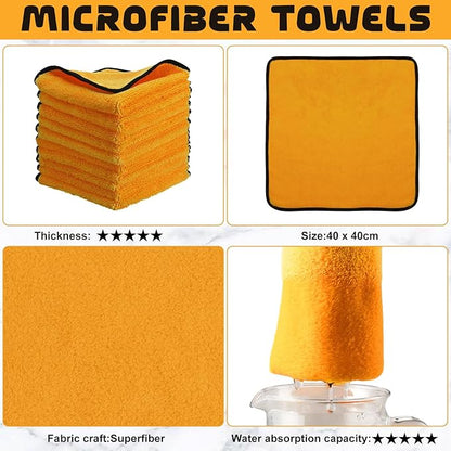 Tallew 12 Pcs Microfiber Towels 16 Inch x 16 Inch Microfiber Cloth Car Drying Towels for Cars Washing Polishing Office Windows Cleaning Household Supplies (Yellow)