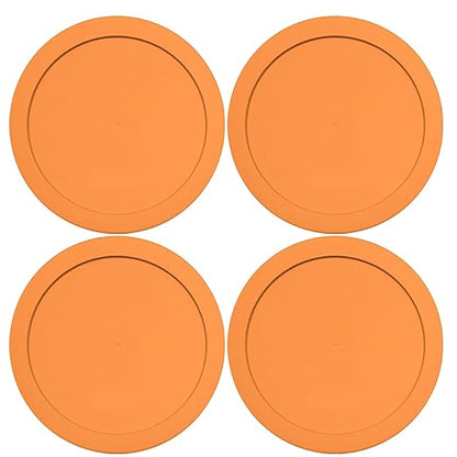 Lids for Pyrex and Anchor Round Glass Containers (4-Cups, Orange-4PK)