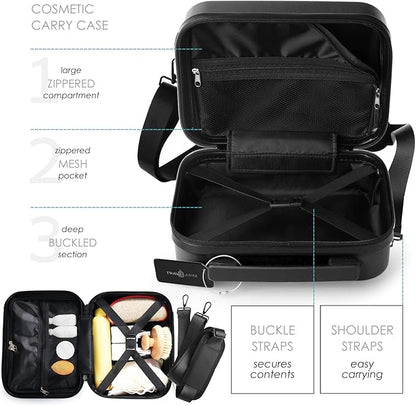22 Inch Carry On Luggage 22x14x9 Airline Approved, Carry On Suitcase with Wheels, Hard-shell Carry-on Luggage, Durable Luggage Carry-On, Black Small Suitcase with Cosmetic Case