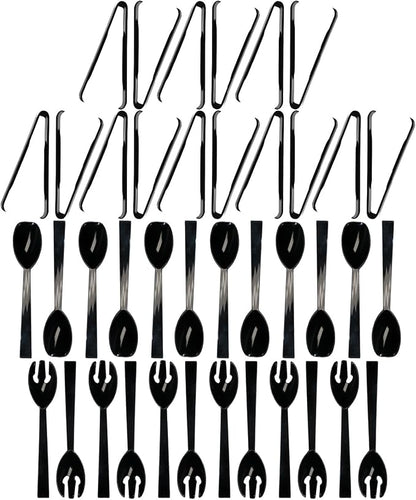 Party Essentials Plastic Party Buffet Serving Utensils Kit, Spoons/Forks/Tongs