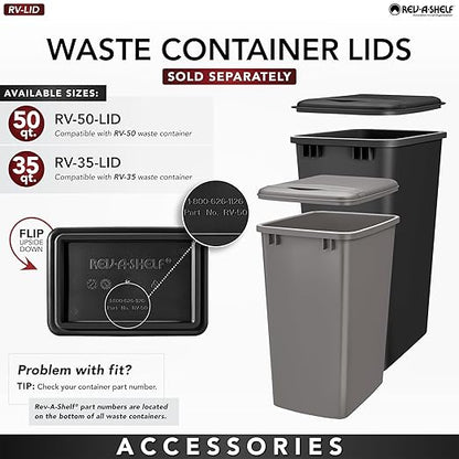 Rev-A-Shelf Double Pullout Trash for Full Height Kitchen Cabinets 50 Quart 12.5 Gallon with Soft-Close Slides, Metallic Silver, 53WC-2150SCDM-217