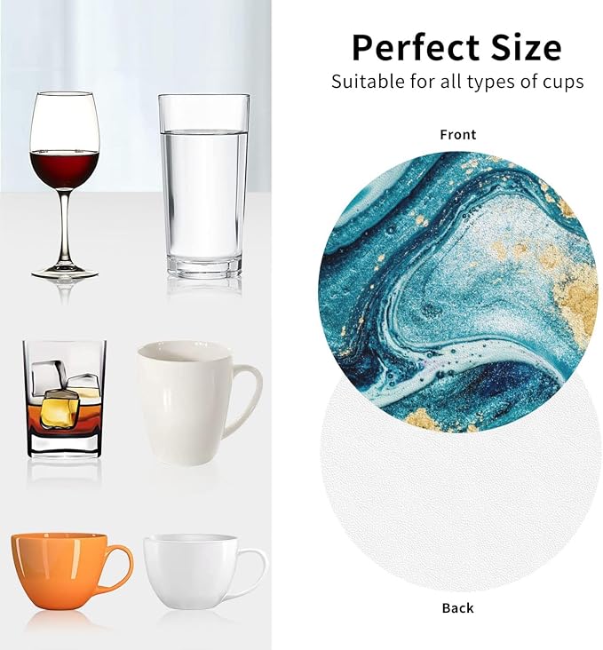 Ocean Gold Blue Marble Coasters Set of 6 Coasters