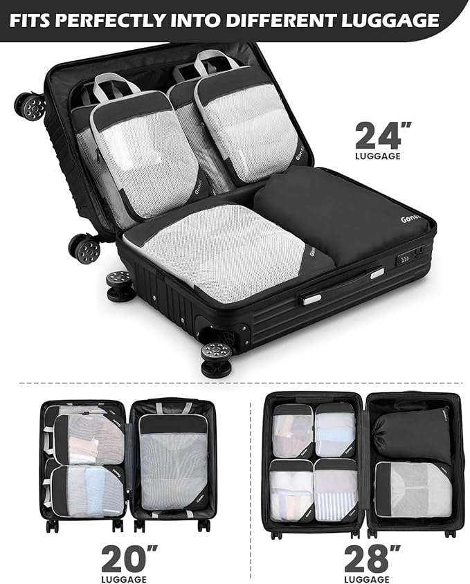 Compression Packing Cubes, Gonex Extensible Storage Mesh Bags Organizers