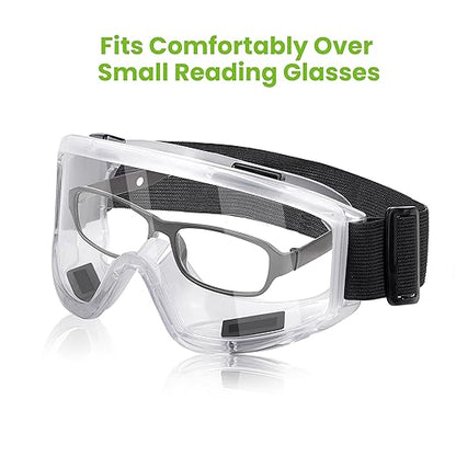 AirGearPro Vision-1000 Anti-Fog Safety Goggles | Impact Resistant Protective Goggles | ANSI Z87.1 Work Goggles for Painting, Sanding, Dust, Woodworking, Construction, Chemistry, Laboratory (2 Pack)