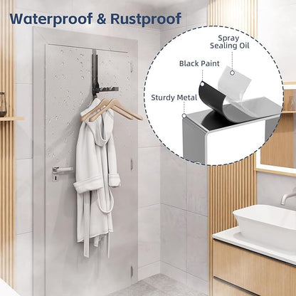 2 Pack Over The Door Hanger Foldable Heavy Duty Over The Door Hooks Hanger,Over The Door Drying Rack for Laundry, Rust-Resistant Over The Door Clothes Hanger, Over Door Hook for Hanging Clothes,Black
