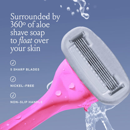 Billie Razors for Women Shave Kit – Women’s Razor + 4 x 5-Blade Razor Refills + Magnetic Holder – DreamPop