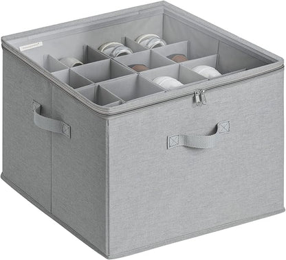 StorageWorks Shoe Organizer for Closet, Fits up to 16 Pairs, Shoe Cubby Storage Containers with Adjustable Dividers and Clear Cover, Grey