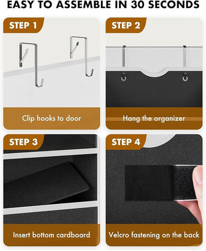 Over The Door Organizer Storage - 50lb Heavy Duty 6 Shelf Over Door Organizer Hanging Space Saving Perfect for Bedroom Bathroom Dorm Nursery (Black)