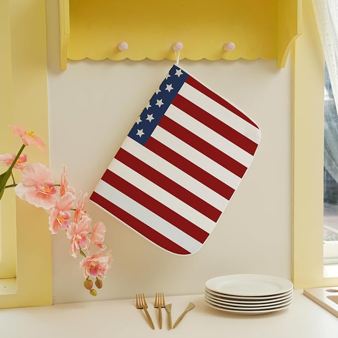 Independence Day Patriotic Dish Drying Mat