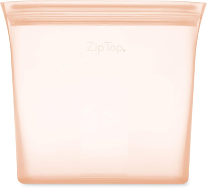 Zip Top Reusable Food Storage Bags | Sandwich Bag [Peach] | Silicone Meal Prep Container | Microwave, Dishwasher and Freezer Safe | Made in the USA