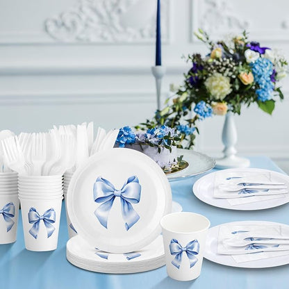 Sieral 144 Pcs Blue Bow Party Supplies Coquette Cute Supplies Bachelorette