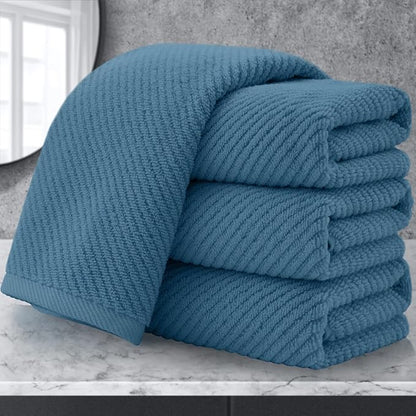 VOOVA & MOVAS Hand Towels for Bathroom Set of 4, Large 18" x 28", 100% Cotton | Lightweight | Thick | Quick Dry | Soft | Absorbent, Bath Hand Towels for Bathroom, Towel Gift Set, Dark Blue
