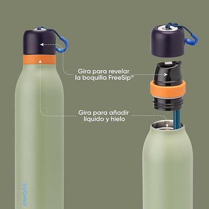 Owala FreeSip Twist Insulated Stainless Steel Water Bottle with Straw for Sports and Travel, BPA-Free, 24-oz, Blue/Green (Camo Cool)