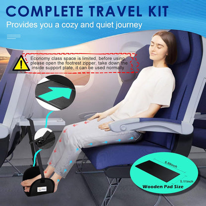 CERBONNY Airplane Foot Rest - Portable and Adjustable Foot Hammock, Travel Flight Essential for Relaxing Your Feet During Journeys - Office Footrests (Black)