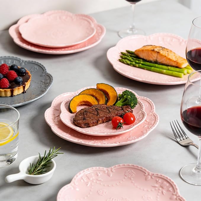 Gaolinci European Palace Series Lace Embossed Ceramic Dinner Plate
