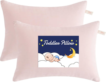 NTBAY Toddler Pillows, Down Alternative 13"x18" Pillows, Machine Washable - Soft and Breathable Travel Small Pillows for Sleeping, Ideal for Daycare, Crib, Cot, Pink