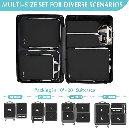 Gonex Compression Packing Cubes, 3pcs/4pcs Expandable Storage Travel Luggage Bags Organizers