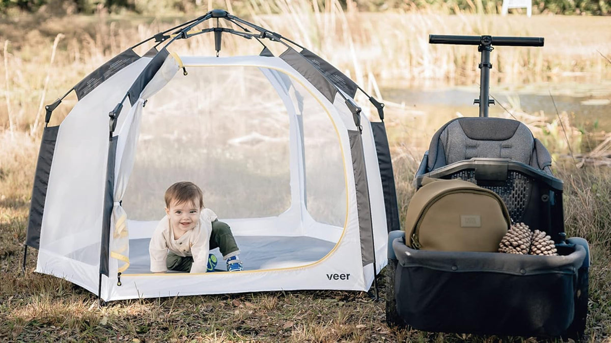Veer Basecamp | JPMA Certified Portable Pop Up Play Yard/Play Pen for Babies, Toddlers and Kids | Indoor and Outdoor Use | Shade Canopy | Keeps Bugs Out | Playard Safety Certified