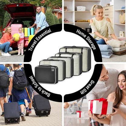 4-Piece Packing Cube Set - Lightweight Luggage Organizers for Travel, Vacation and Suitcases - Durable Accessories with Compression