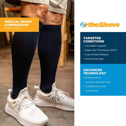 Medical Grade Compression Socks for Men & Women 15-20 mmHg by OrthoSleeve (White, Small)