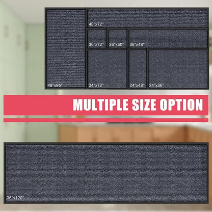 Kuyal Front Door Mat, 3'x10' Indoor Outdoor Entrance, Commercial Floor Inside Outside Entrance, Heavy Duty Durable Welcome Mat, Rubber Backing Non Slip Outdoor Mats for Entryway,Dark Gray