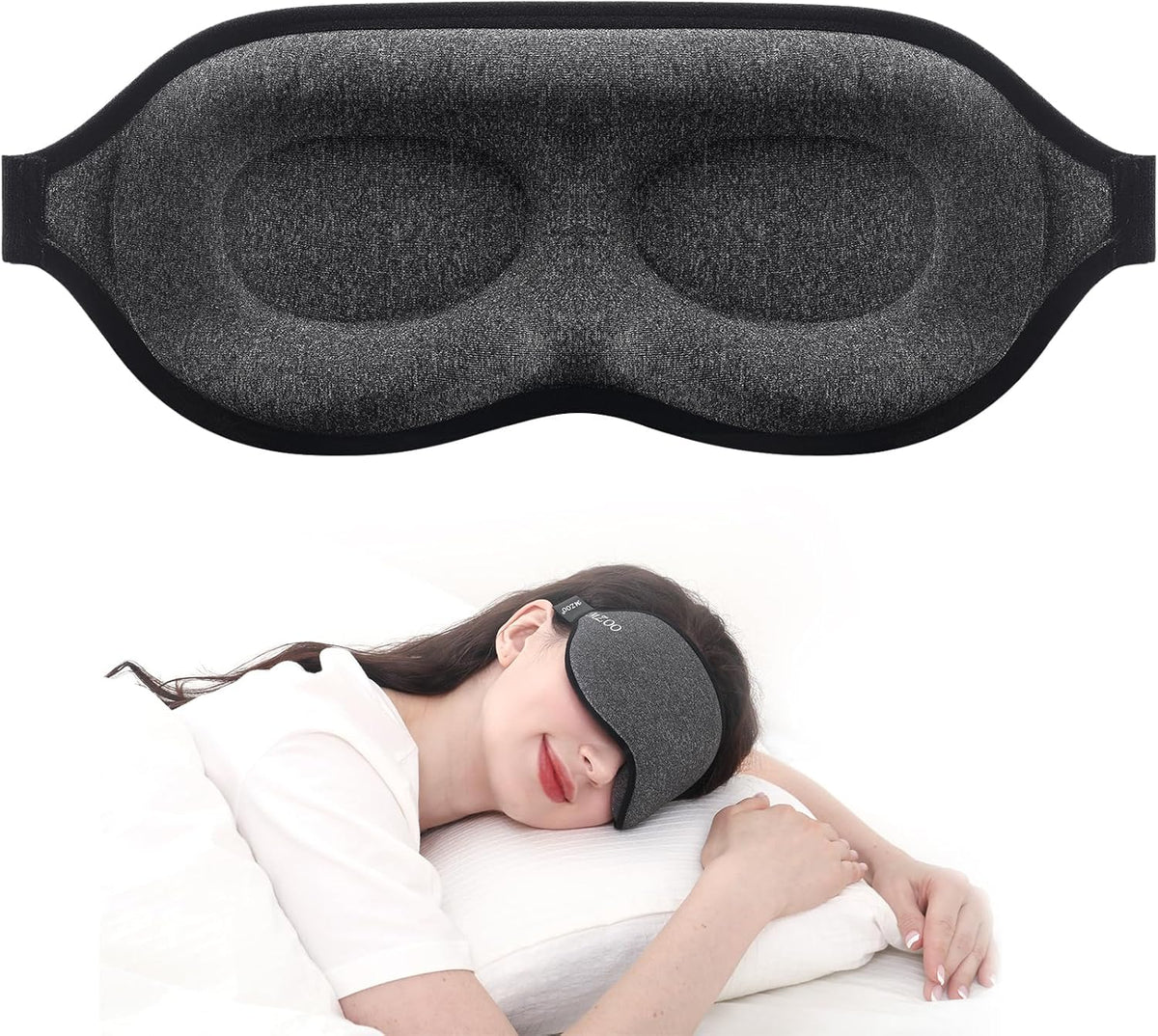 MZOO Luxury Sleep Mask for Back, Side Sleeper, Complete Light Blocking Sleeping Eye Mask Night Blindfold, 3D Zero Pressure & Spacious for Lash Extensions, Breathable Soft Eye Cover Flight Nap Travel