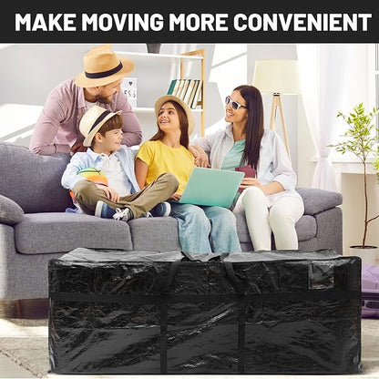 4 Pcs 176 Gallon Large Moving Bags with Zipper and Handles Foldable Storage Duffle Bags Heavy Duty Extra Large Totes for College Dorm Travel Clothes Blankets Bedding Moving (Black)