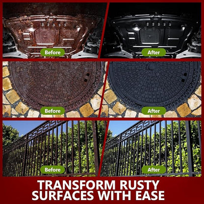 Rust Converter & Metal Primer, 141 Fl Oz Black Rust Inhibitor Paint for Metal, Automotive Rust Reformer, Industrial Grade Water Based, Heat Resistance & UV Resistant