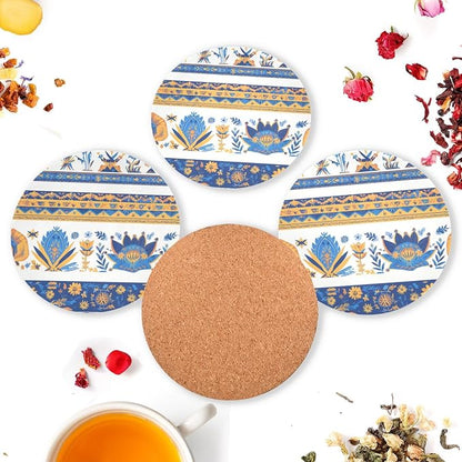 Vector Illustration Ukrainian Folk Pattern 4 Pcs Round Coasters