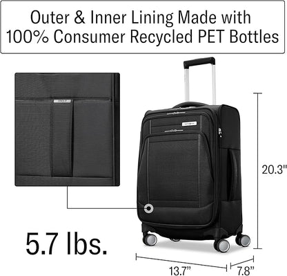 Samsonite UpLIFT Lightweight Softside Carry-On Luggage with Spinner Wheels - Expandable - Airline-Approved, Polyester Soft Suitcase for Ultra Light Travel - Black