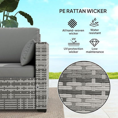 Outsunny Patio Couch PE Wicker Deep Seating Outdoor Sofa