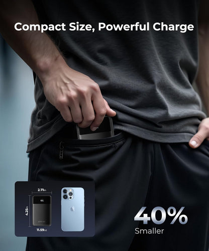 Portable-Charger-Power-Bank Travel Essentials Battery Pack USB C 30000mAh Built in Cable 22.5W Phone Fast Charging Powerbank Compatible with iPhone 16 15 14 13 12 11 iPad Samsung Google (Black)