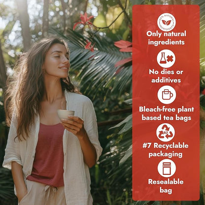 Vital Bloom Pure Cinnamon Tea, warm, spicy flavor, 100% Natural, Caffein Free, Hot or Cold Brew Herbal Tea, Bleach Free Tea Bags, Non GMO (Free Bamboo Tongs included)