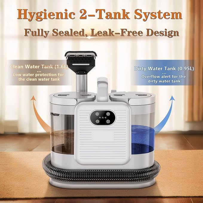 Portable Carpet and Upholstery Cleaner Machine, Deep Cleaning Carpet Shampooer and Multi-Stain Spot Cleaner for Pets, Sofa, Couch, Rug, Car Seat, Stairs & Furniture(White)