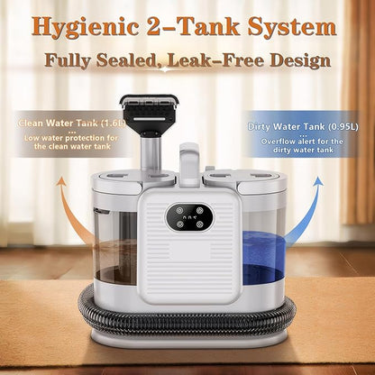 Portable Carpet and Upholstery Cleaner Machine, Deep Cleaning Carpet Shampooer and Multi-Stain Spot Cleaner for Pets, Sofa, Couch, Rug, Car Seat, Stairs & Furniture(White)