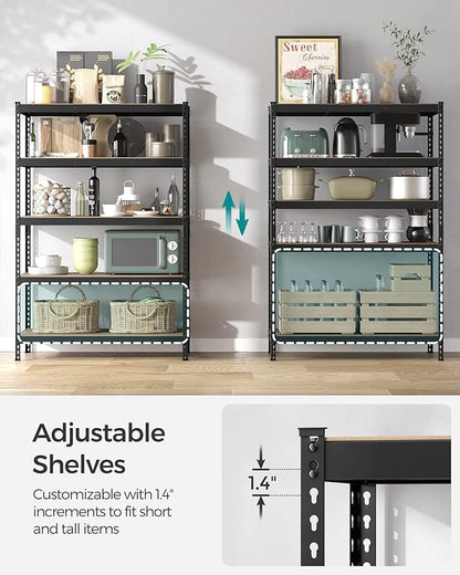 SONGMICS 5-Tier Storage Shelves, Load 2310 lb, Set of 2 Garage Storage, Boltless Assembly, Adjustable Shelving Unit, 23.6 x 47.2 x 70.9 Inches, for Study Shed Basement, Black UGLR600B02