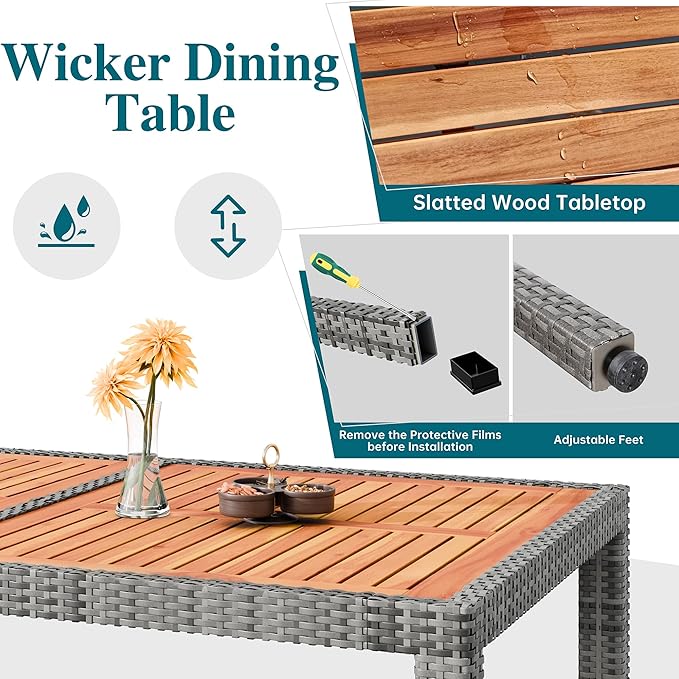 Shintenchi 7 Piece Patio Dining Set, Wicker Patio Conversation Set