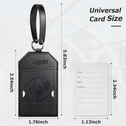Mayski Luggage Tags for Suitcases 3 Pack Suitcase Bag Tags, TSA Approved, Metal Buckle, Bag Tags with Name ID Card Travel Essentials, Black Global