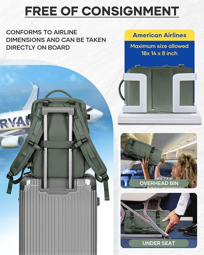 Vacuum Backpack Travel With Pump,Mochila De Viaje Compresion Al Vacio,Personal Item Travel Backpack With Vacuum System,Large Carry On Vacpack Backpacks For Women Men,Olive Green