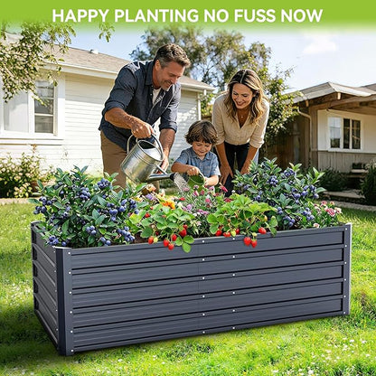 Ohuhu 6x3x1.9FT Metal Raised Garden Bed Outdoor, Reinforced Galvanized Steel