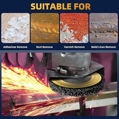 10 Pack 4.5 inch Strip Discs for Angle Grinder, Wire Stripping Wheel Paint Remover for Metal Surfaces, Abrasive Wheels Grinding Discs for Rust Welds Oxidation (4-1/2" x 7/8")